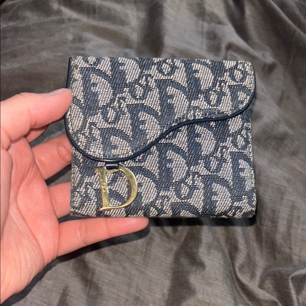 Dior Blue and White Monogram Wallet